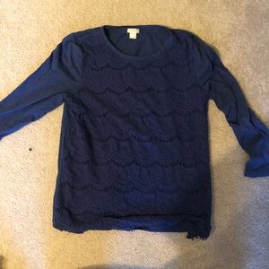 JCrew Crochet Blue Sweater
